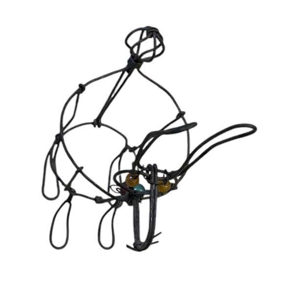 Vintage Crafted Beaded Wire‎ Art Minimalist Animal Sculpture Vase Candle Holder main image 4